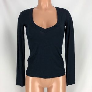 James Perse Relaxed V-Neck Long Sleeve T-Shirt
